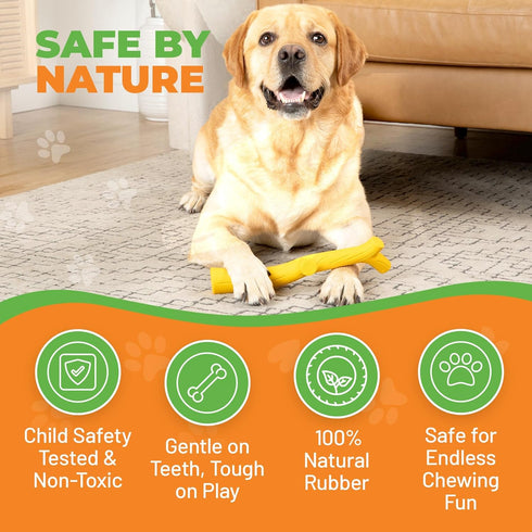 100% Yellow Chicken Flavored Rubber Dog Toy - Natural Rubber Squeaky Toy for Medium & Large Breeds - Ideal for Fetch