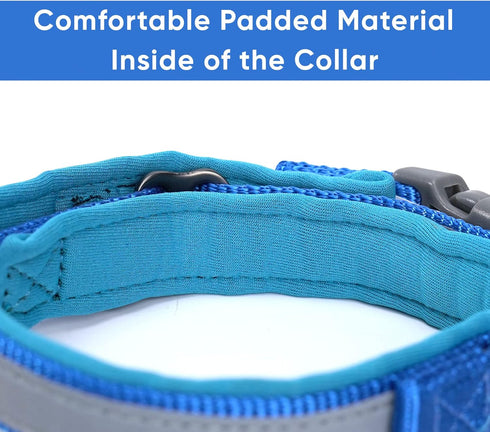 Pawtitas Lumberjack Padded Martingale Collar for Dogs, XS Blue, Soft Neoprene, Reflective Band for Visibility