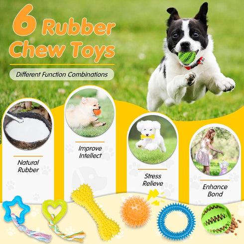 Zeaxuie 25 Pack Luxury Dog Chew Toys - Puppy Chew Toys with Ropes, Treat Ball and Squeaky Toys for Teething Small Dogs