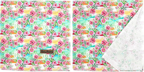 Dog Bandana, 1PC Cute Pink Flowers Print Comfortable Bandanas for Small Medium Large Dogs