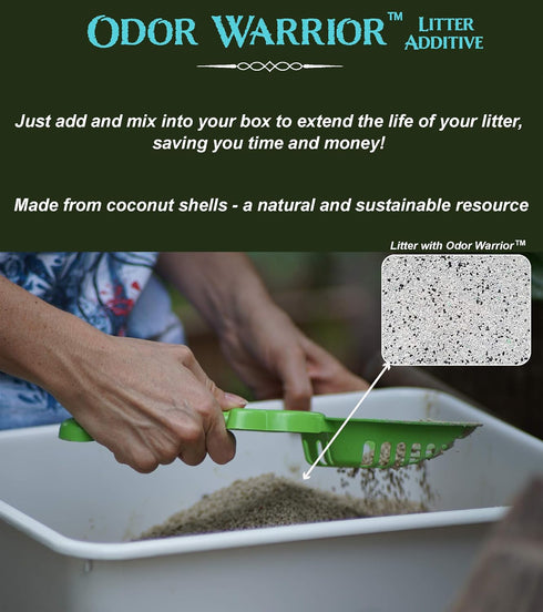 Odor Warrior Cat Litter Deodorizer with Ultra Absorbing Activated Charcoal | Fragrance Free Litter Solution