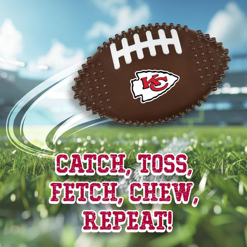 NFL Kansas City Chiefs Mega-chew Hard Nylon Bacon-flavored Dog Bone Football Chew Toy. Interactive Tasty Fun Dog Chew