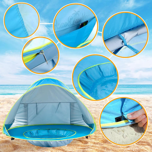 Monobeach Baby Beach Tent, Portable Pop Up Shade Pool, UV Protection Sun Shelter for Infants