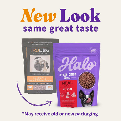 Halo Meal Bites Freeze Dried Raw Dog Food, Beef Recipe, Real Meat, Adult Recipe, 14-OZ Bag