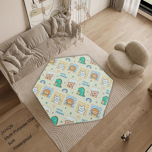 Hexagonal 75x75" Dog Pen Urine Pad, Reusable Whelping Playpen Crate Washable Pet Training Pad, For 36" Panel Hexagonal