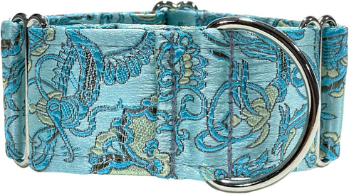 Extra Soft Martingale Dog Collar and Leash Set, 2" Wide for Greyhound Saluki Whippet and Similar Breeds (11"-14" and