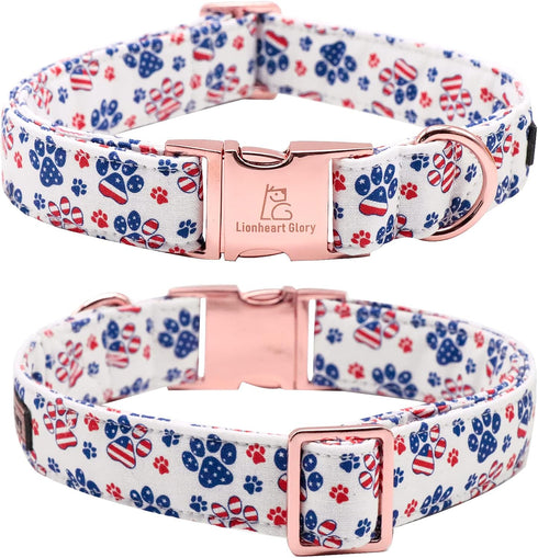 Lionheart Glory American Flag Dog Collar, Heavy Duty Adjustable Patriotic Dog Collar for Small Dogs, Independence Day