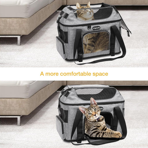 MOSISO Airline Approved Pet Carrier - Top-Expandable Soft Carrier Bag for Small Medium Cats/Dogs Under 22 LB, Grey