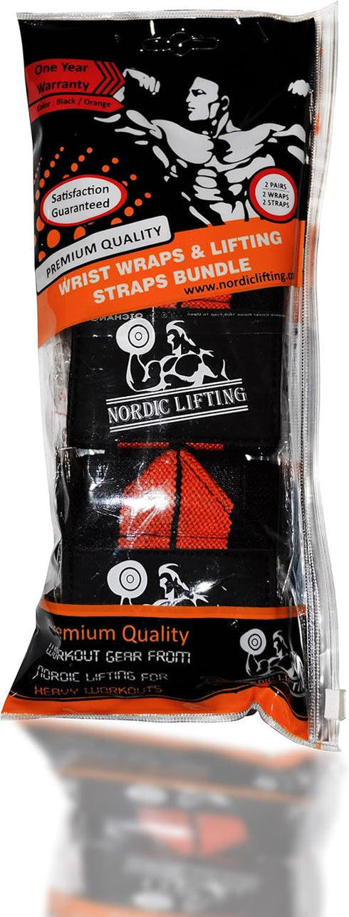 Wrist Wraps + Lifting Straps Bundle, 2 Pairs for Weightlifting and Gym