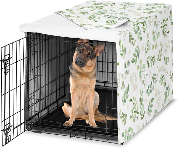 Sweet Jojo Designs 48in. Large Dog Crate Cover (Green Boho Floral Leaf)