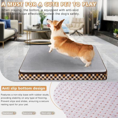 Magic Dog Orthopedic Bed for Extra Large Dogs, Super Soft 2-layer High Density Foam, Non Slip Bottom Mattress with