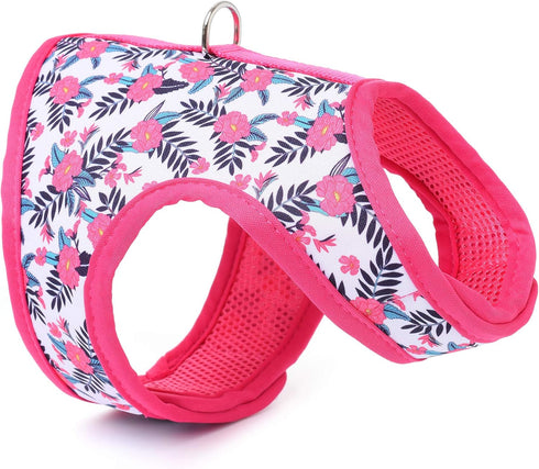 Mile High Life Dog Harness, Air Mesh Floral Vest for 20 lbs Small Dogs & Cats, Adjustable Easy Closures (Peony, XS)
