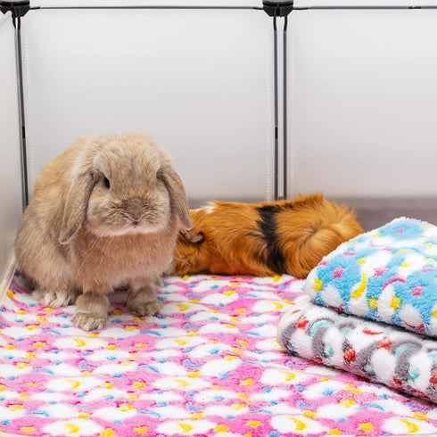 3PC Chinchilla Rabbit Bedding Mat Washable Soft Cage Liner Sleep Pad Fleece Blankets for Small Animals Guinea Pig Rat