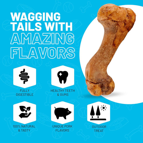 Sitka Farms Dog Bones Pork Femur - 20 Count, Healthy 100% Natural Premium Treats for Medium and Large Breeds