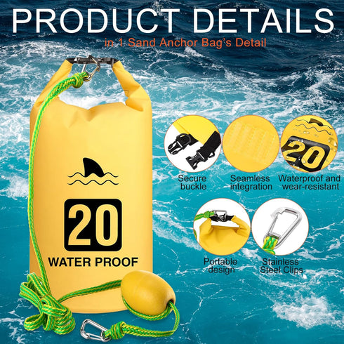 Syhood 2 Set 2 in 1 Sand Anchor and Buoy Kit, Waterproof Dry Bag for Kayaking