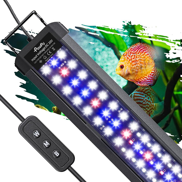 Pawfly12W Aquarium LED Light for 18 to 24 Inch Fish Tanks, Extendable with Full Spectrum Lights