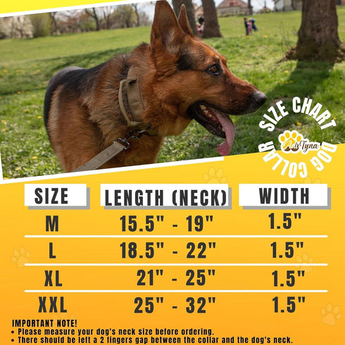 ADITYNA Tactical Dog Collar for Large Dogs - Soft Padded, Heavy Duty, Adjustable Black Collar
