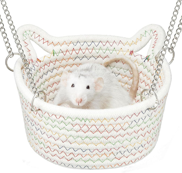 JWShang Small Rat Hammock for Cage, Chew Proof Hanging Bed Basket, Durable Accessories for Mice, Sugar Glider