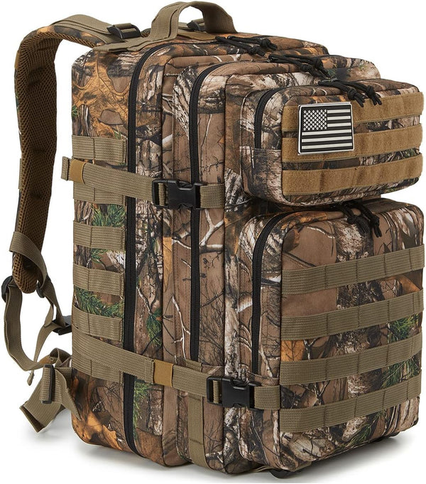 QT&QY 45L Military Tactical Backpack, Molle Army Assault Pack, 3 Day Bug Out Bag Hiking Trekking Rucksack