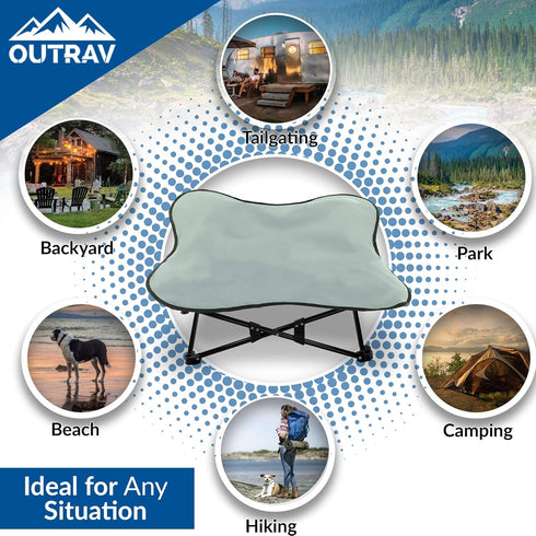 Portable Elevated Bed, Folding Pet Cot for Indoor, Outdoor, Traveling, Camping, Raised Travel Lounger for Dogs, Cats,