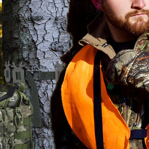 Highwild Treestand Strap Gear & Bow Hangers - Multi-Hook Accessory Holder for Hunting Gears, 3 Gear Hooks + 2 Bow
