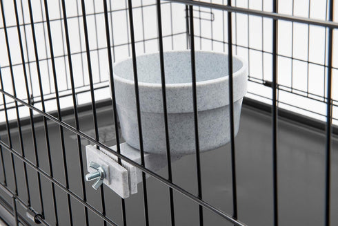 Lixit Hanging Kennel Cage Water Bowl - Non Spill Durable Crate Bowl for Pets, 20oz, Granite - Securely Attaches