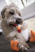 goDog Checkers Fat Rooster Dog Toy, Squeaky Plush, White, Small, Chew Guard Technology