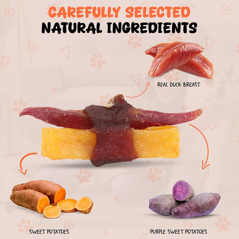 11.6 oz Annika Duck & Sweet Potato Wrapped Dog Treats Healthy Low Fat, High Protein Jerky Chews, Grain-Free Training
