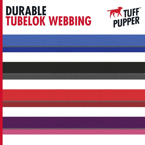 Tuff Pupper Heavy Duty Reflective Dog Collar with Aluminum D-Ring Leash Clip, Easy Sizing for All Breeds