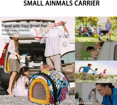 KAMEIOU Small Animal Carrier Bag - Guinea Pig Hedgehog Carrier with Detachable Strap for Small Pets