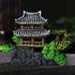 Classical Temple Aquarium Decorations, Asian Castle Thematic Safe Resin Ornaments with Plastic Plants for Fish Tank