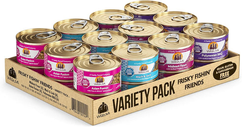 Weruva Classic Cat Food Variety Pack, Frisky Fishin' Friends Wet Cat Food, 3oz Cans (Pack of 24)