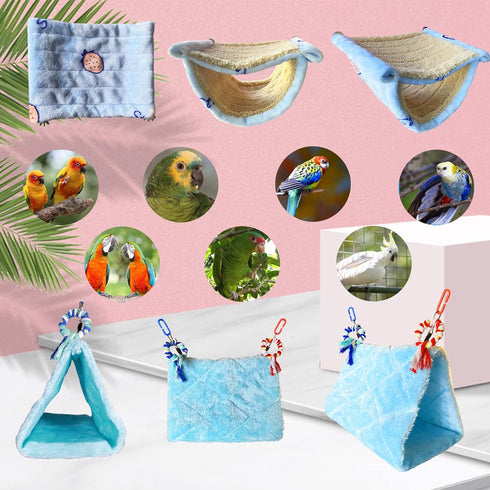 2Pcs Bird Bed for Cage, Hanging Hammock Snuggle Hut, Sleeping Tent Toy for Parakeets, Budgies, Cockatoos