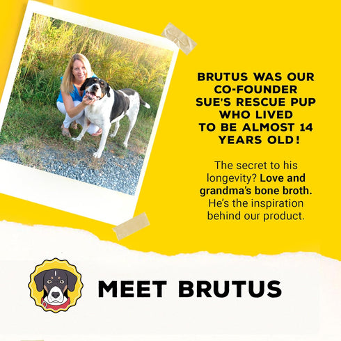 16.9oz (Pack 6) Brutus Beef Bone Broth for Dogs - All Natural Dog Bone Broth with LiquidChondroitin Glucosamine
