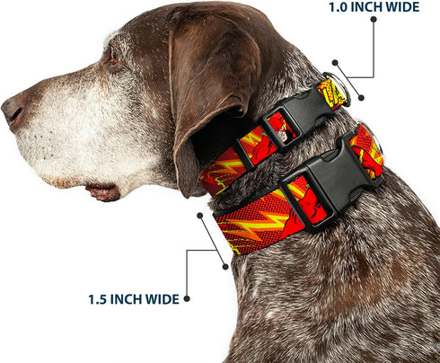 Buckle-Down Plastic Clip Collar, The Flash BOOM-KABOOM!, 1" Wide, Fits 15-26" Neck, Large