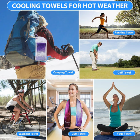 SYOURSELF Cooling Towel - 40" x 12" Ice Towel for Instant Cooling Relief, Perfect for Sports and Gym (1PC-Starry)