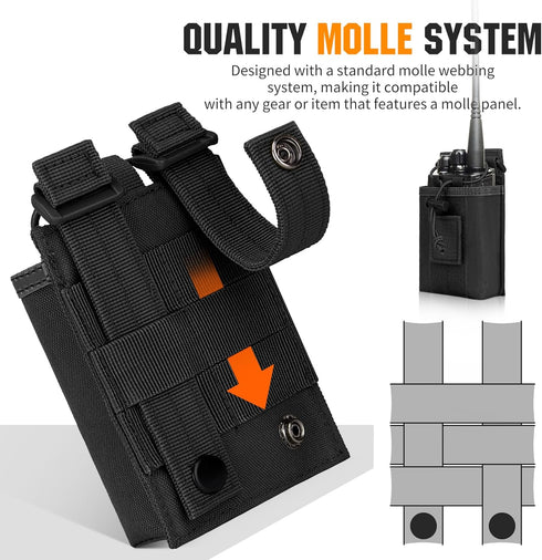 IronSeals Tactical Molle Adjustable Interphone Storage Bag, Outdoor Sports Radio Pouch for Two Ways Walkie-Talkie
