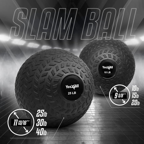 Yes4All 10-40lb Slam Balls, Weighted Ball Weight, Durable PVC Sand Filled Workout Dynamic Slam Ball for Core Strengthen