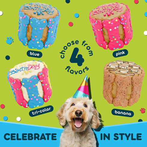 Dog Birthday Cake - Rice Cake Based Dessert with Human Grade Ingredients - Happy Birthday Dog Cake