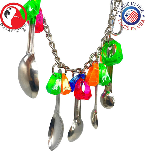 Bonka Bird Toys 1969 Spoon Delight Medium Large Parrot Bird Toy for African Grey, Amazon, Conure
