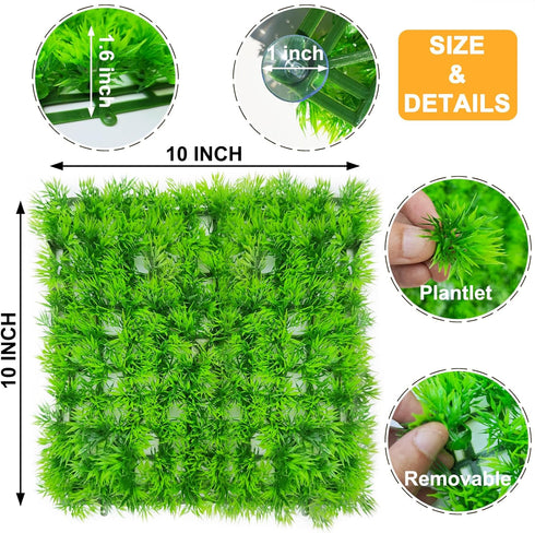 2 PCS Hermit Crab Climbing Toys, Faux Grass Mat 10 x 10 Inch, Fake Turf Hermit Crab Climbing Wall, Fish Tank Decorations