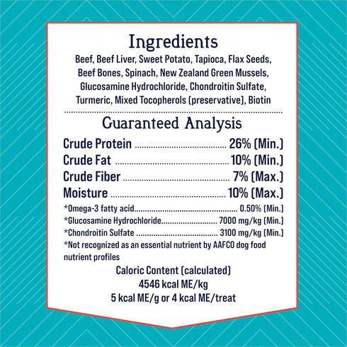 Stewart Freeze Dried Dog Treats, Healthy Hips Beef & Sweet Potato, Made with Glucosamine Chondroitin, Grain Free, 4 Ounce Resealable Pouch, Made in USA