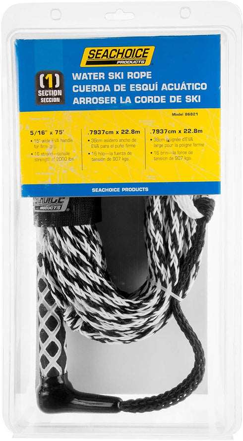 Seachoice Wakeboard Rope, 75 Ft Long, 15 in Handle with Textured EVA Grip