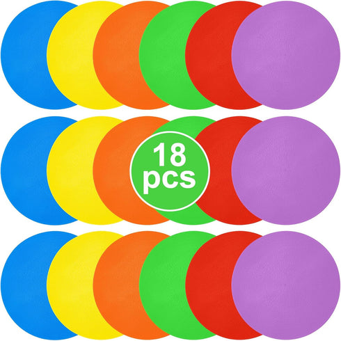 Afcabakila 18 PCS 9 Inch Non-Slip Rubber Spot Markers, Agility Training Dots, Multi-Color