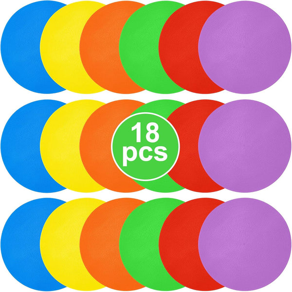 Afcabakila 18 PCS 9 Inch Non-Slip Rubber Spot Markers, Agility Training Dots, Multi-Color