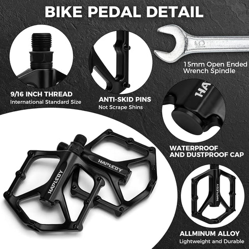 Premium 9/16 Inch Bike Pedals - Professional Mountain and Road Flat Pedal with 2 Sealed Bearings, Lightweight