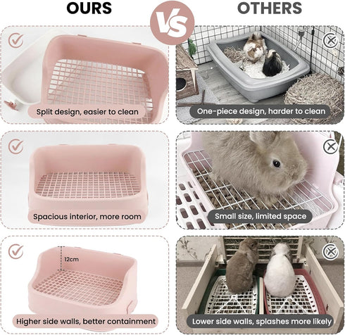 sturion Extra Large Rabbit Litter Box, Bunny Litter Box with Removable Top and Bottom, Corner Bunny Potty Training