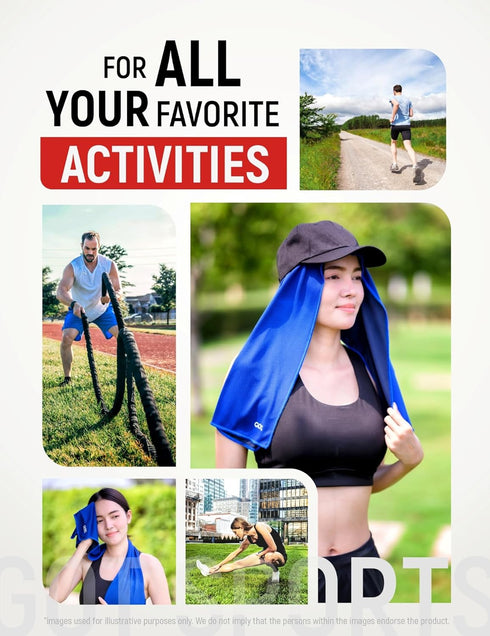 (40" 12") GOT Sports Cooling Towel x Instant Cooling Neck & Face Wrap, Sweat Towel for Gym, Workout, Running & Extreme