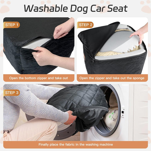PEATCEC 35lbs, 2 Seamless Dog Car Seat for Small/Medium Dogs Under Detachable & Washable Elevated Pet Travel Bed