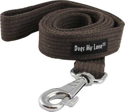 Dog Leash 4.5ft Long Cotton Web Brown, Available in 4 Sizes (Xlarge: 1.2" Wide)